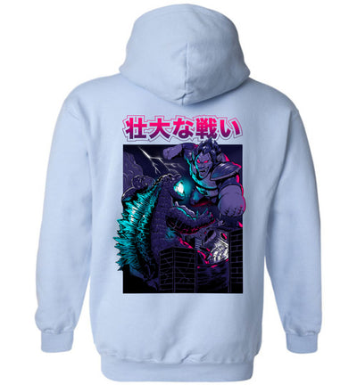 Godzilla Art Hoodie - KING OF THE MONSTER VS SAIYAN MONKEY