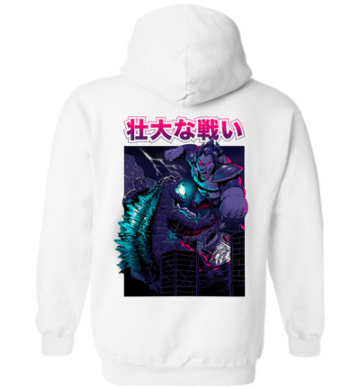 Godzilla Art Hoodie - KING OF THE MONSTER VS SAIYAN MONKEY