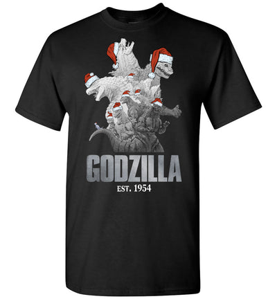 Godzilla Christmas T-shirt - Godzilla With Santa Hat Collection Since 1954