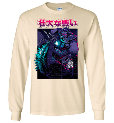 Godzilla Art T-shirt - KING OF THE MONSTER VS SAIYAN MONKEY