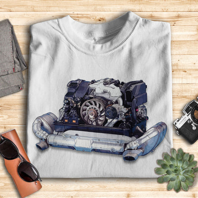 911 Flat-Six Engine T-shirt - 1975 930 Flat-Six 3.0 Turbocharge