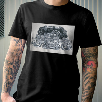 911 Flat-Six Engine T-shirt - 2011 911 Carrera S Flat-Six 3.8