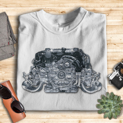 911 Flat-Six Engine T-shirt - 2011 911 Carrera S Flat-Six 3.8