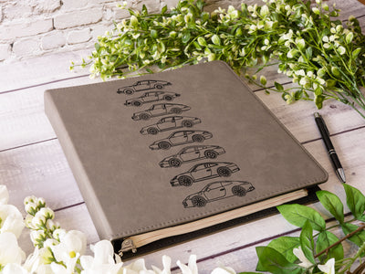 911 Silhouette Engraved Leather A4 3-Ring Binder