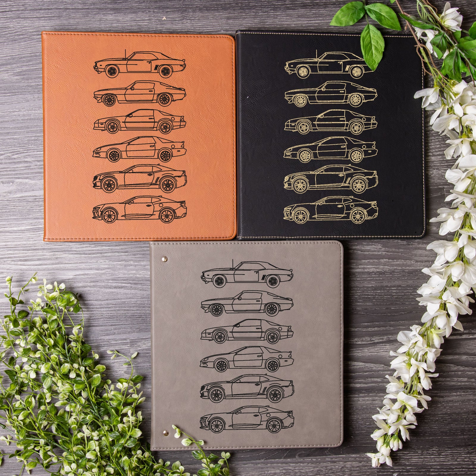 Camaro Engraved Leather A4 3-Ring Binder
