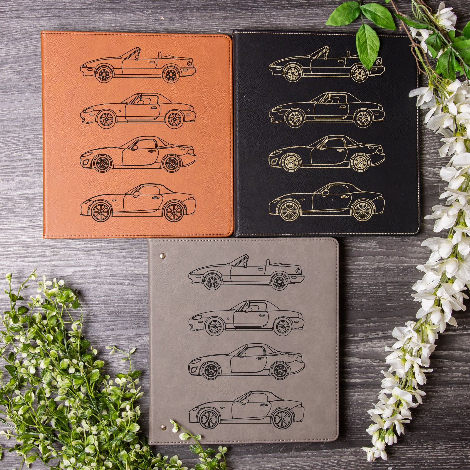Miata Engraved Leather A4 3-Ring Binder