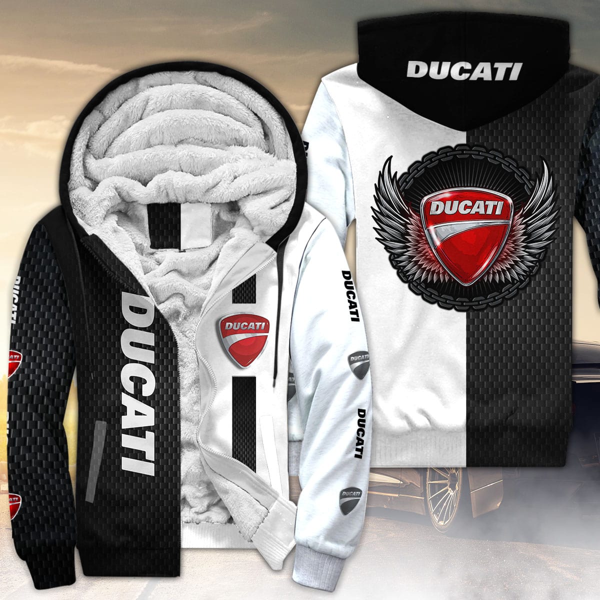 Ducati All Over Print Fleece Zipper Hoodie v.2
