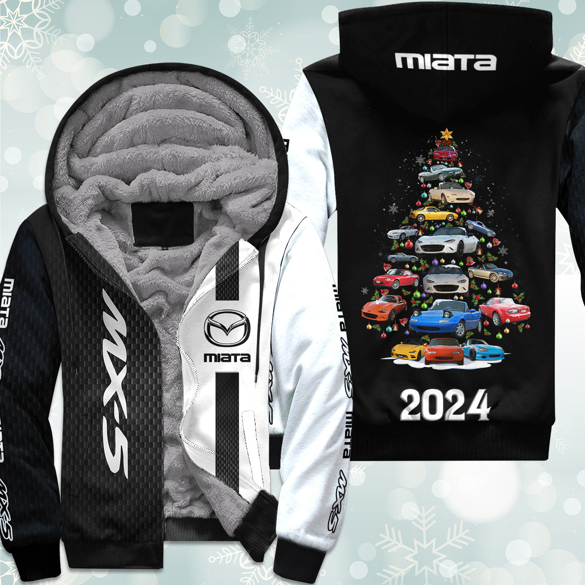 2024 Miata Collection Christmas Fleece Zipper Hoodie
