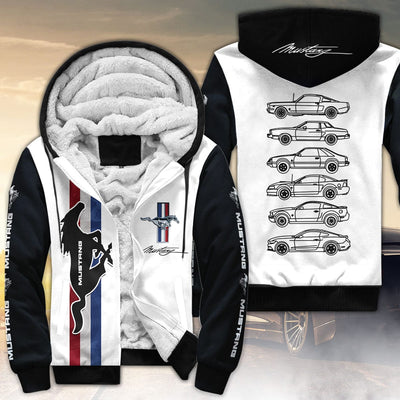 Mustang Silhouette All Over Print Fleece Zipper Hoodie