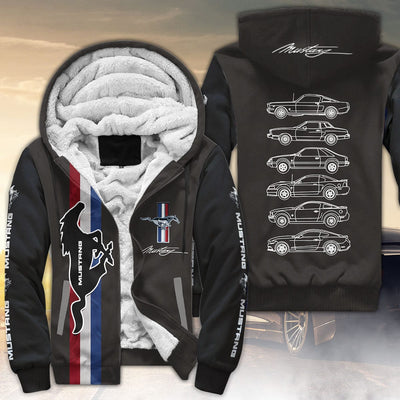 Mustang Silhouette All Over Print Fleece Zipper Hoodie