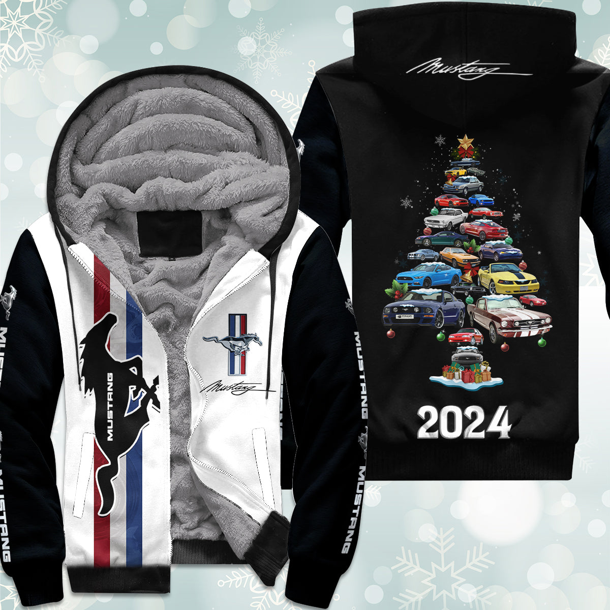 2024 Mustang Collection Christmas Fleece Zipper Hoodie