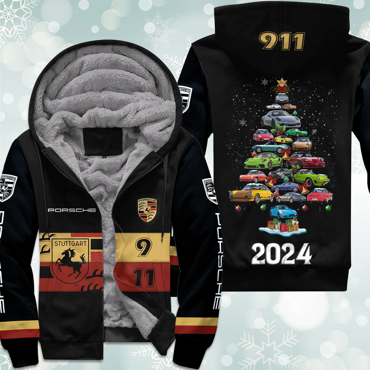 2024 911 Collection Christmas Fleece Zipper Hoodie
