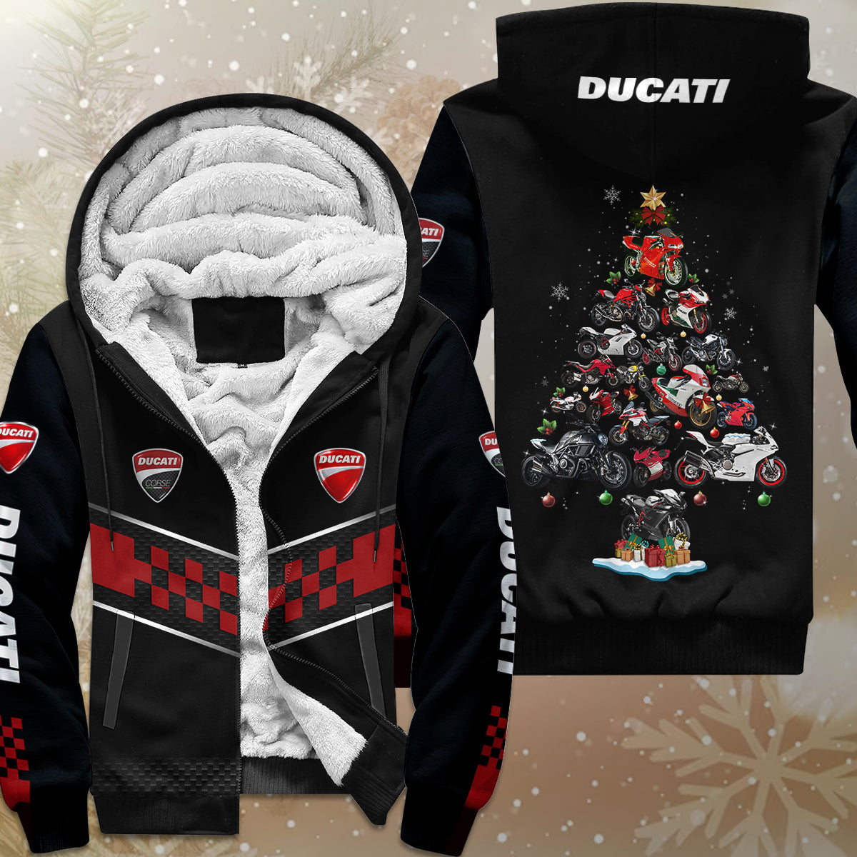 Ducati Collection Christmas Fleece Zipper Hoodie