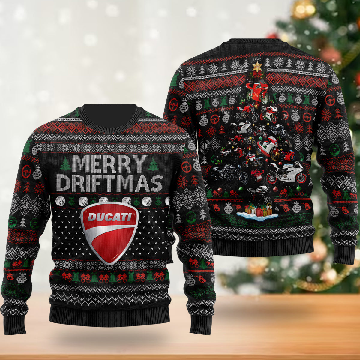 2023 Ducati Christmas Sweater - Christmas Tree From Ducatis