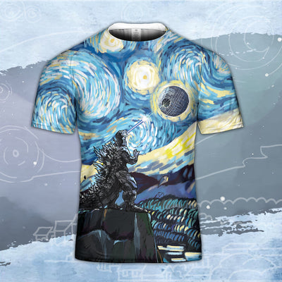 Godzilla All Over Print T-shirt/Hoodie - Godzilla vs DS Starry Night