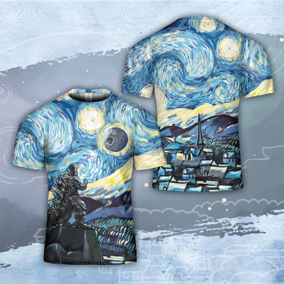 Godzilla All Over Print T-shirt/Hoodie - Godzilla vs DS Starry Night