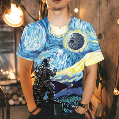 Godzilla All Over Print T-shirt/Hoodie - Godzilla vs DS Starry Night