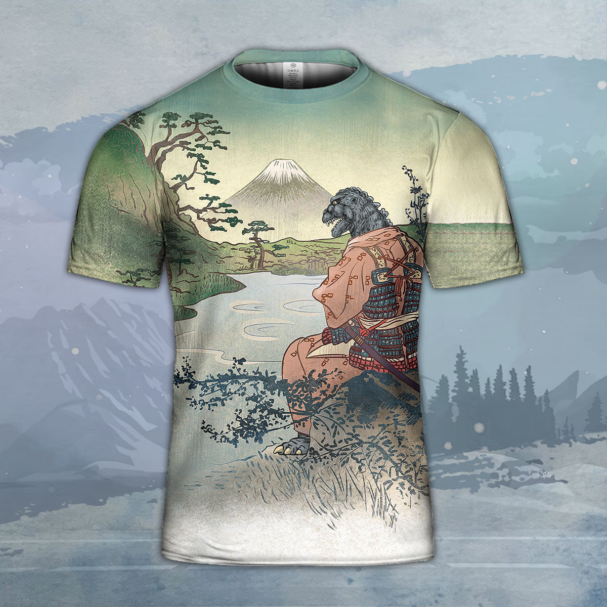 Godzilla All Over Print T-shirt - Godzilla Japanese Kimono Style T-shirt