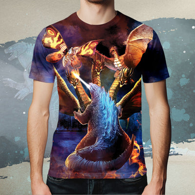 Godzilla All Over Print T-shirt - King Of The Monsters v.1