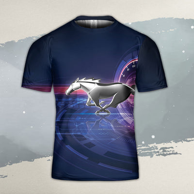 Mustang All Over Print T-shirt - 'Stang Emblem Art T-shirt