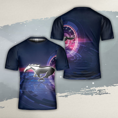 Mustang All Over Print T-shirt - 'Stang Emblem Art T-shirt