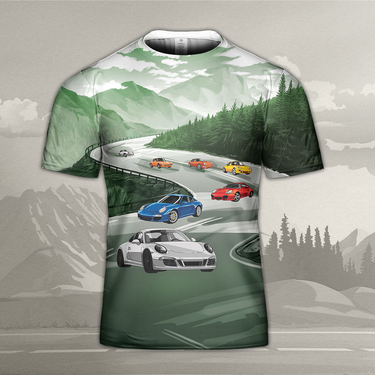 911 All Over Print T-shirt - 911 Racing Landscape Art