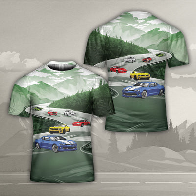 Camaro All Over Print T-shirt - Camaro Racing Landscape Art