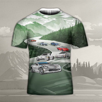 Vette All Over Print T-shirt - Vette Racing Landscape Art