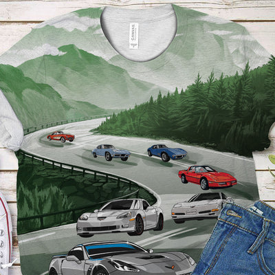 Vette All Over Print T-shirt - Vette Racing Landscape Art