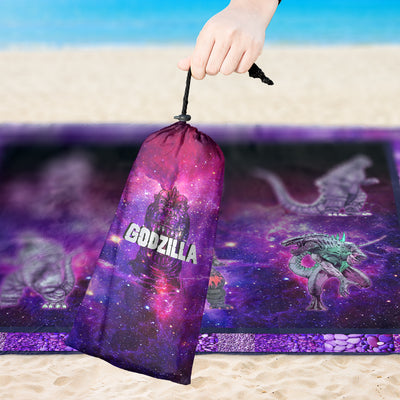 Godzilla Purple Art Sand-proof Beach Blanket (v.3)