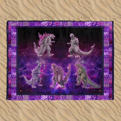 Godzilla Purple Art Sand-proof Beach Blanket (v.3)