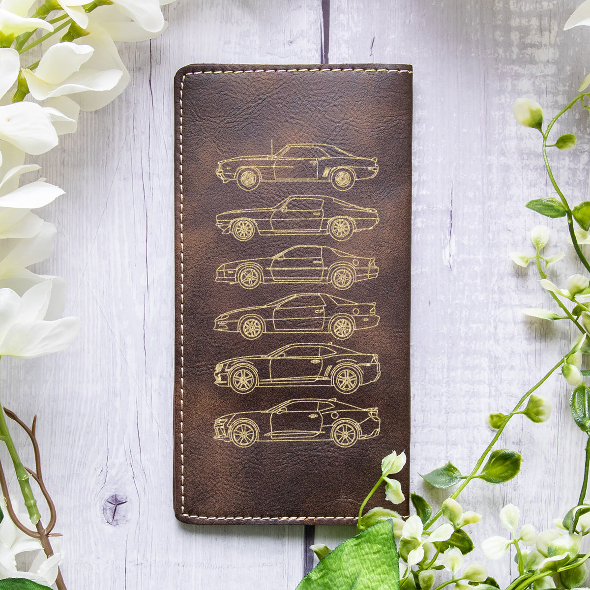 Camaro Silhouette Collection Leather Checkbook Cover