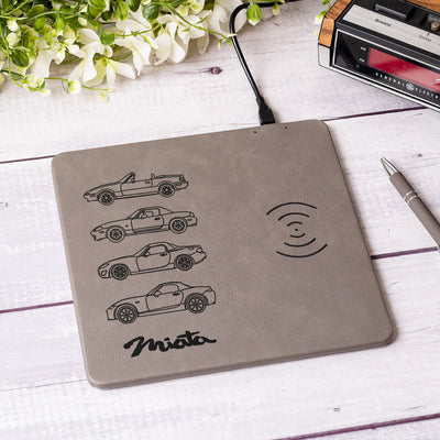 Miata Silhouette Leather Wireless Phone Charging Mat