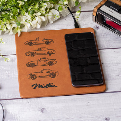 Miata Silhouette Leather Wireless Phone Charging Mat