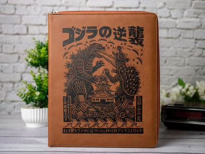 Godzilla Classic Art Zipper Leather Portfolio with Legal Pad - Letter/A4 Size