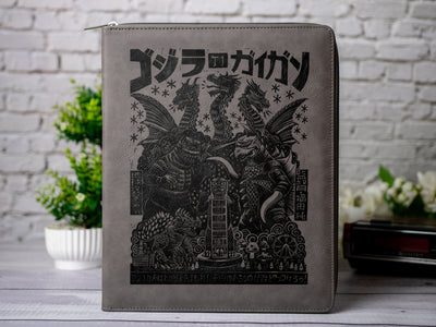 Godzilla Classic Art Zipper Leather Portfolio with Legal Pad - Letter/A4 Size