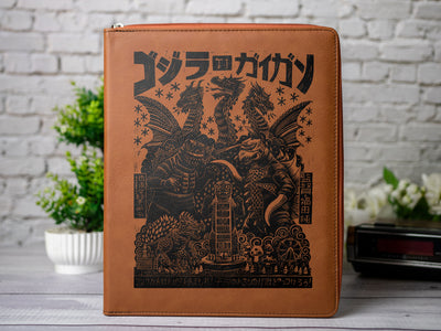 Godzilla Classic Art Zipper Leather Portfolio with Legal Pad - Letter/A4 Size