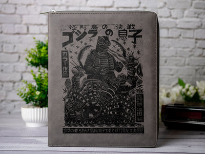 Godzilla Classic Art Zipper Leather Portfolio with Legal Pad - Letter/A4 Size