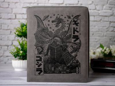 Godzilla Classic Art Zipper Leather Portfolio with Legal Pad - Letter/A4 Size