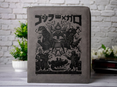 Godzilla Classic Art Zipper Leather Portfolio with Legal Pad - Letter/A4 Size