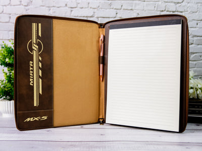 Miata Silhouette Zipper Leather Portfolio with Legal Pad - Letter/A4 Size