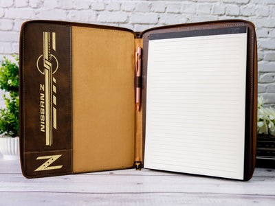 Z Silhouette Zipper Leather Portfolio with Legal Pad - Letter/A4 Size