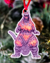 Godzilla Wearing Santa Hat Christmas Ornament