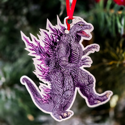 Godzilla Wearing Santa Hat Christmas Ornament