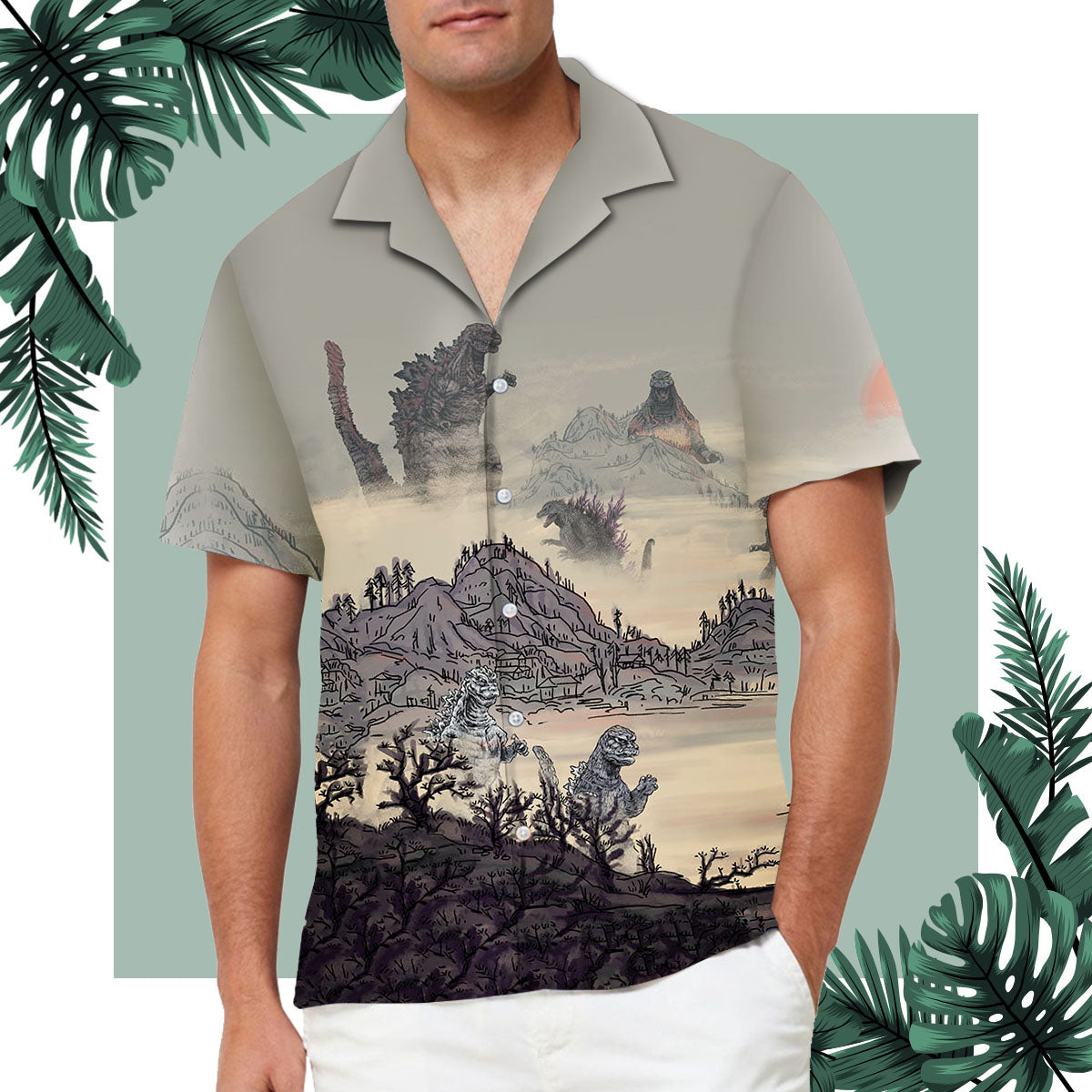 Godzilla Japanese Classic Art Hawaiian Shirt