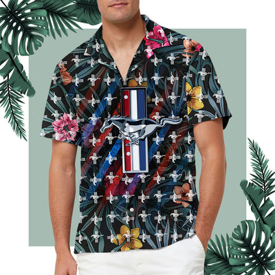 Mustang Emblem Art Hawaiian Shirt