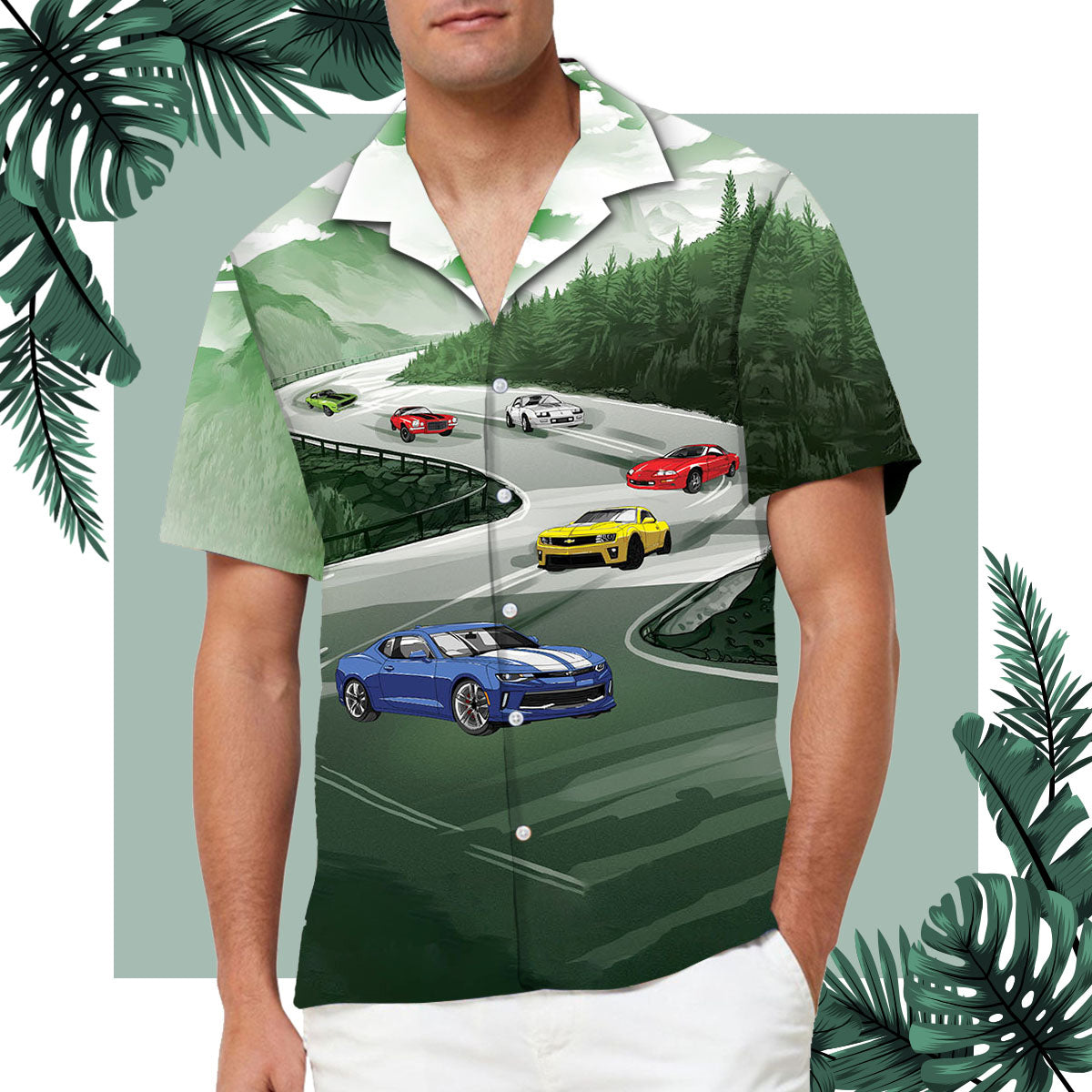 Camaro Racing Landscape Art Hawaiian Shirt
