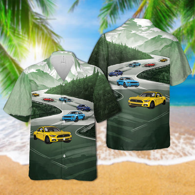 Mustang Racing Landscape Art Hawaiian Shirt