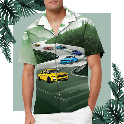 Mustang Racing Landscape Art Hawaiian Shirt