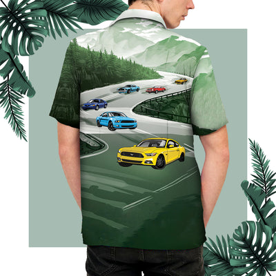 Mustang Racing Landscape Art Hawaiian Shirt